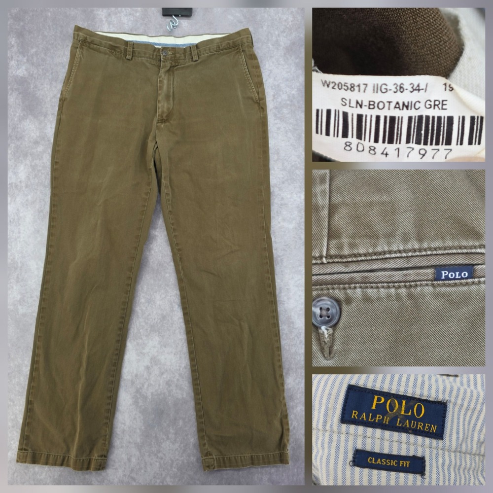 Polo Ralph Lauren Chinos Pants Mens 36x34 Classic Fit Botanic Green Fits 38x33